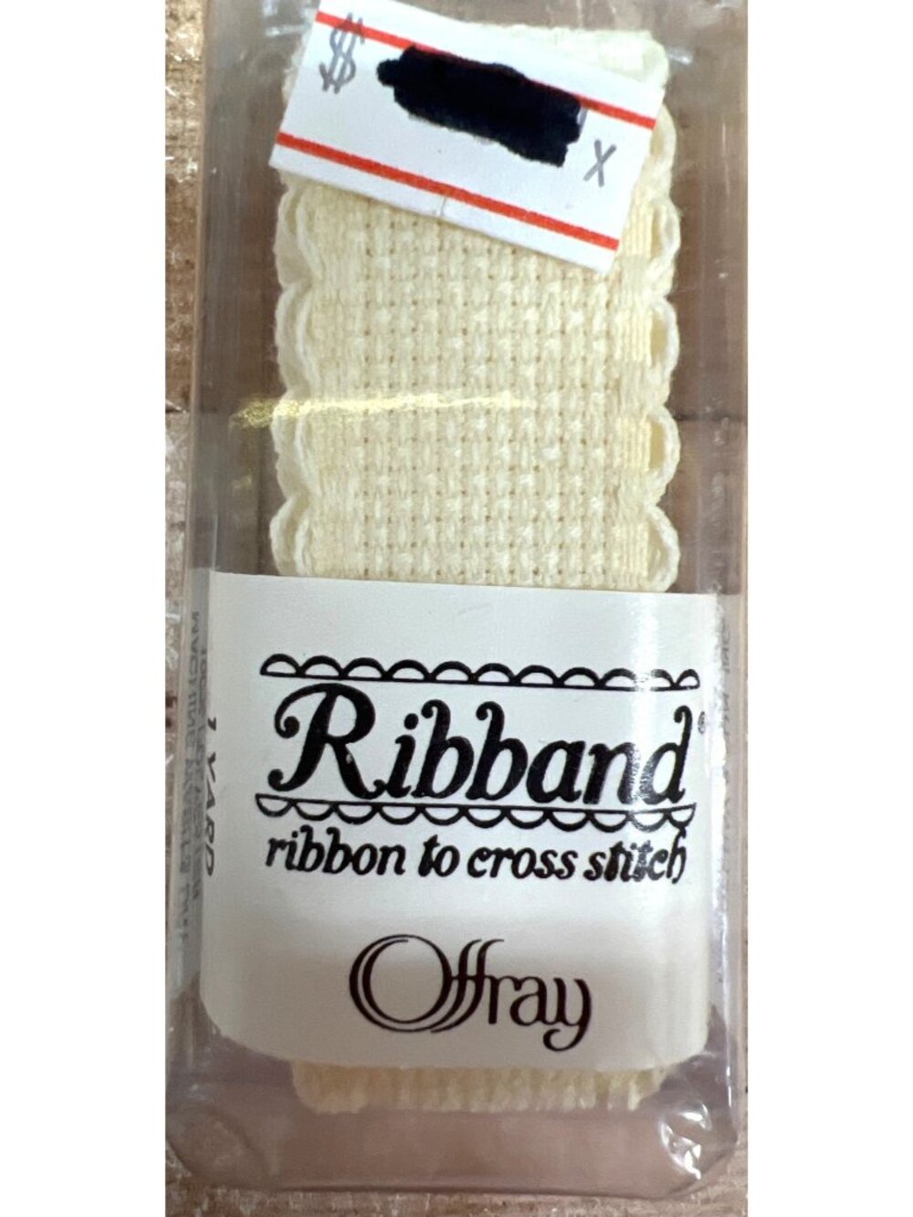 Offray Ribband Ecru 7/8" Looped Edge Cross Stitch Ribbon 1 Yard Polyester